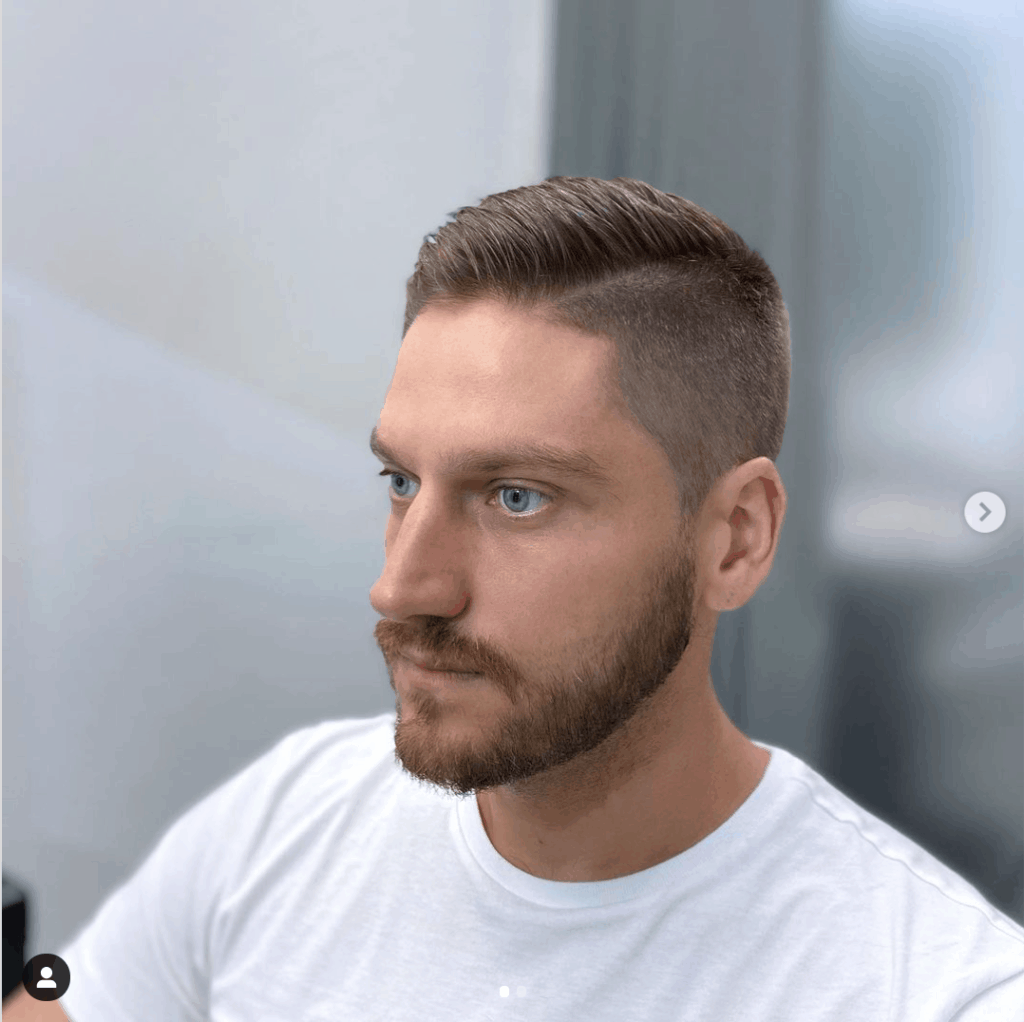 Swept back side part popular mens hair styles