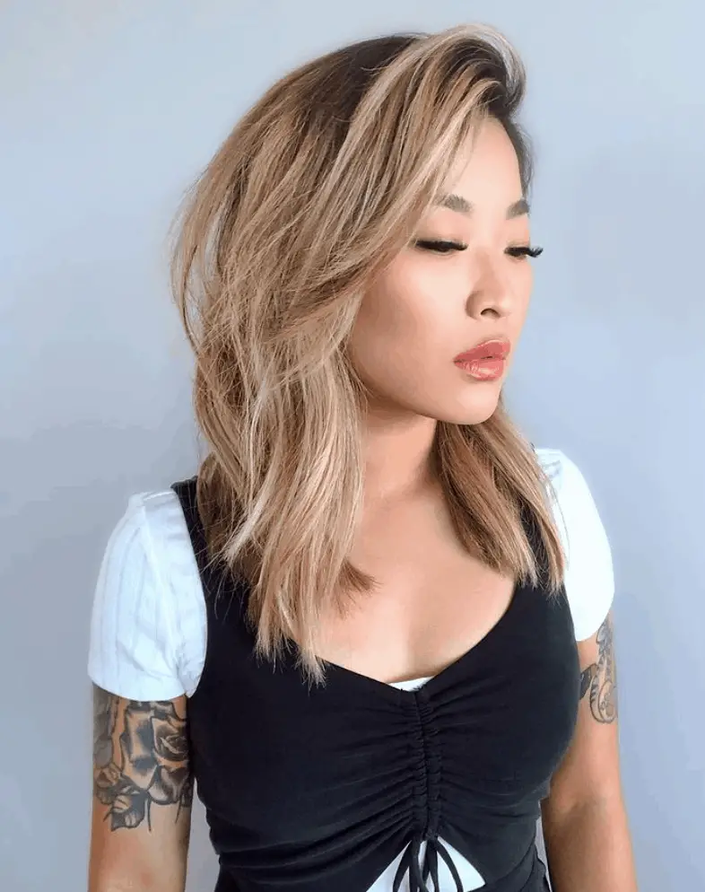 Side swept layered hairstyle
